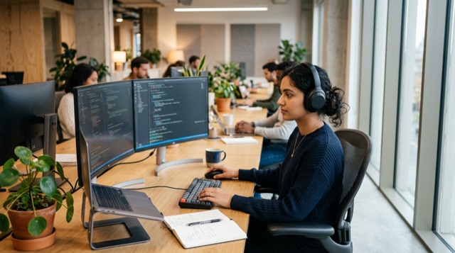 Engineer reviewing AI safety and guardrails